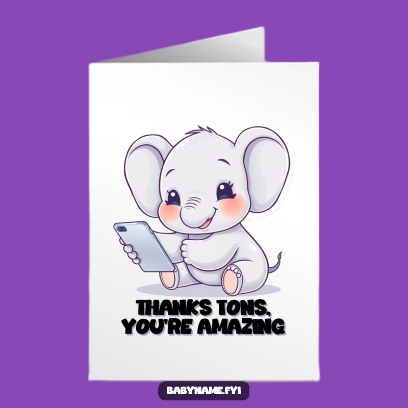 Free Printable Thank You Card: Happy Elephant, Grateful Reach, Downloadable Gift