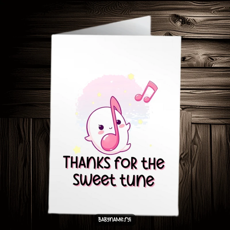 Free Printable Thank You Card: A sweet musical note drifts upward, a gentle expression of thanks.