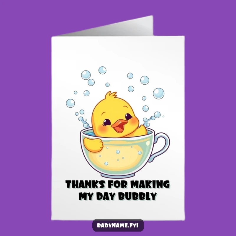 Free Printable Thank You Card: Rubber Ducky in Teacup, Bubbly Thanks, DIY Gift