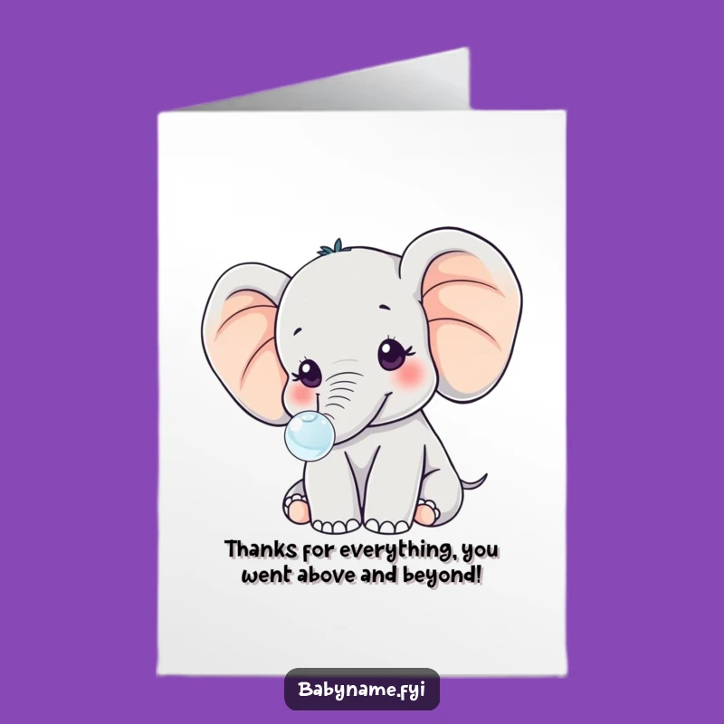Free Printable Thank You: Elephant Bubble Thanks, Downloadable Gratitude