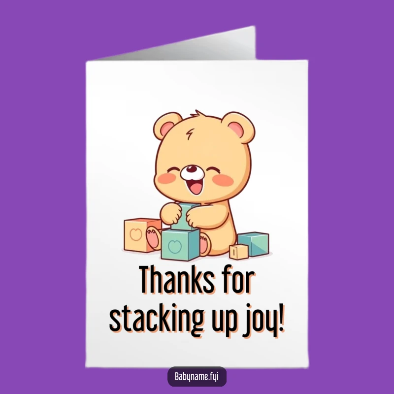 Free Printable Thank You Card: Bear Cub Fun, Downloadable Playful Gift