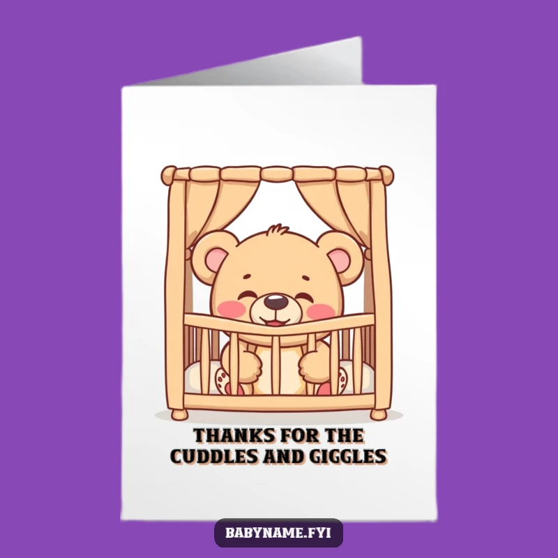 Free Printable Giggling Teddy Bear Thank You Card - Heartfelt Downloadable Gift for Gratitude