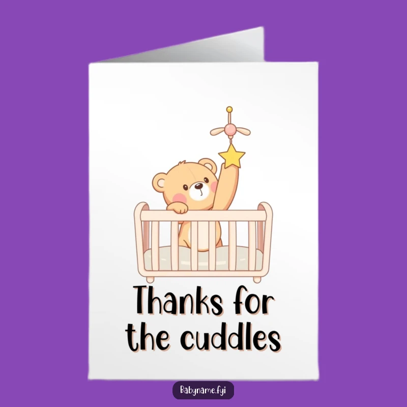 Free Printable Thank You Card: Adorable Teddy Bear Crib Gratitude Downloadable