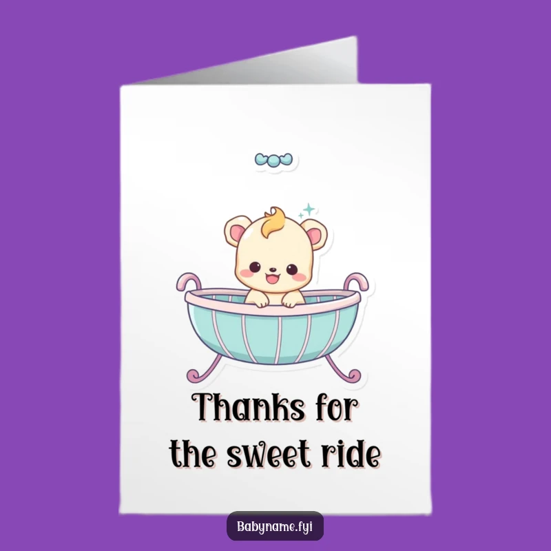 Free Printable Thank You Card - Funny Baby Animal Bouncing Cradle Design