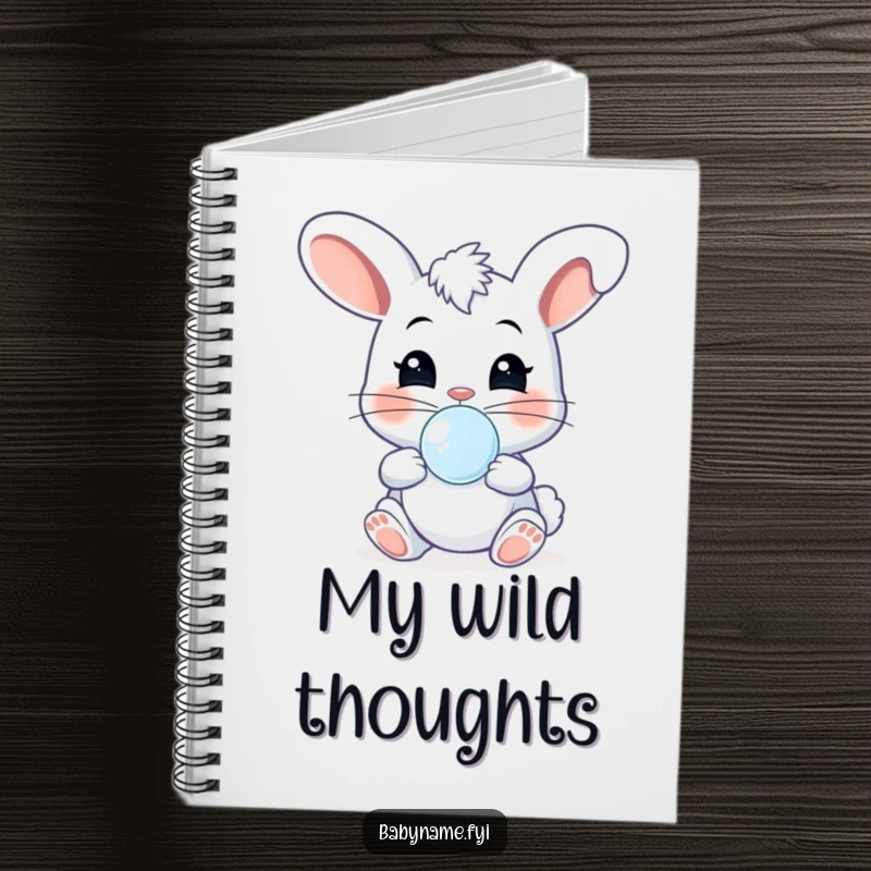 Funny cheeky baby bunny with pacifier, giggling and bouncing, perfect for jotting down funny thoughts in this notebook.