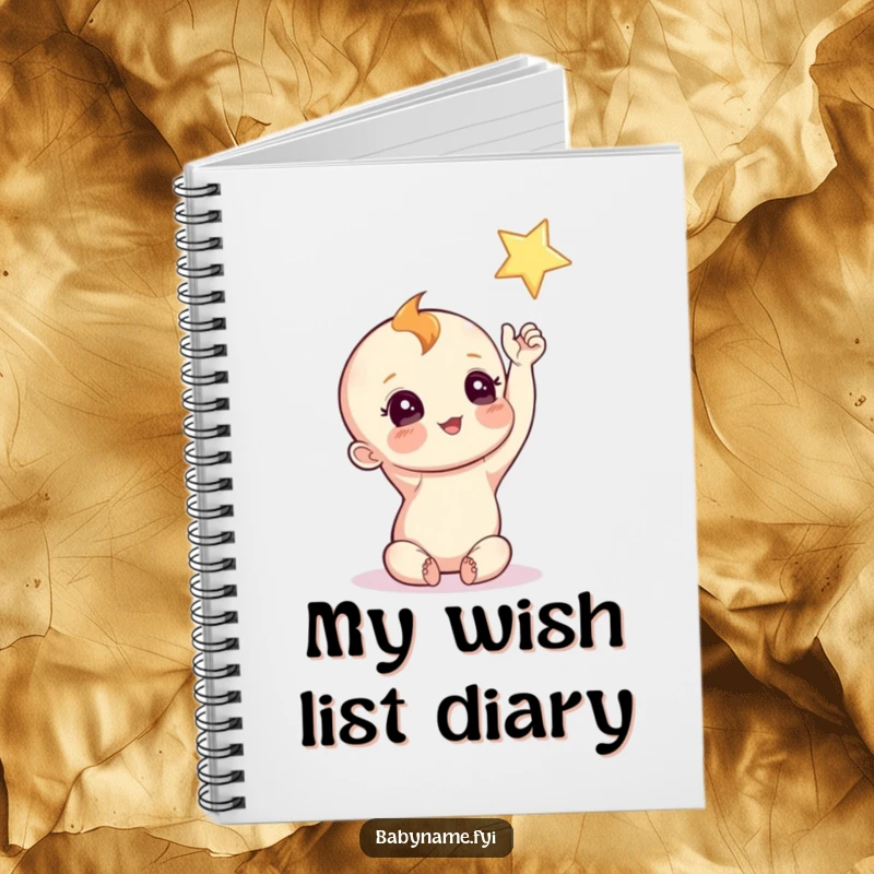 Funny Baby Star Notebook featuring a curious baby reaching for a twinkling star, ideal for journaling dreams.
