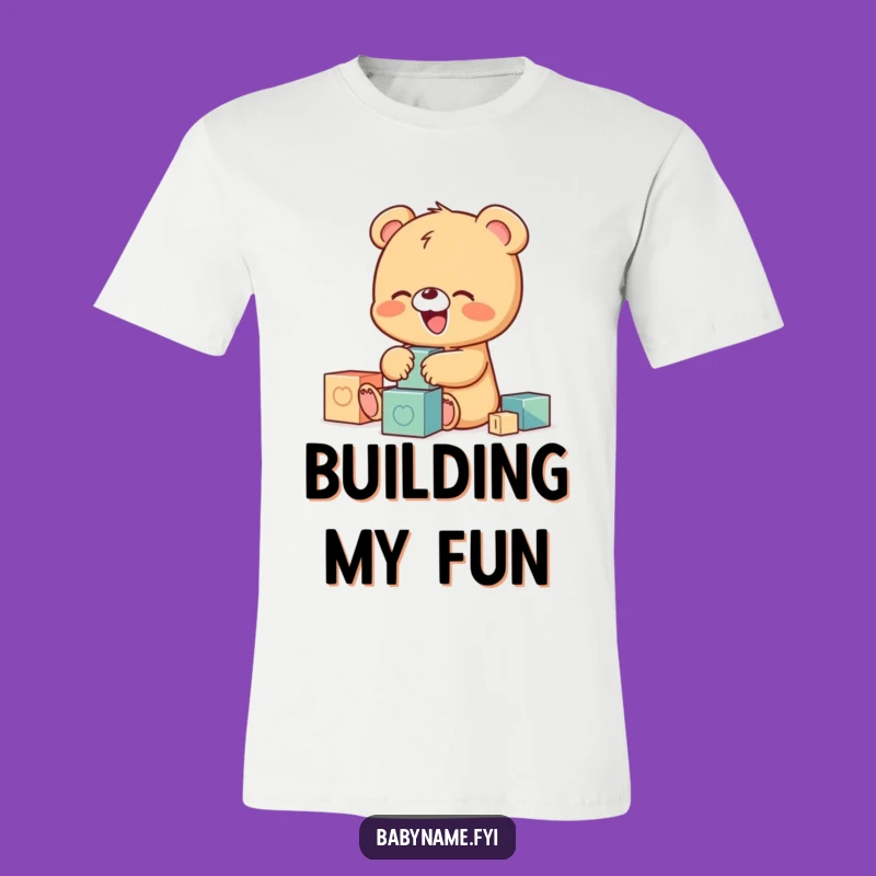 Funny Baby Bear Blocks T-Shirt, Giggling Cub Playtime Humor