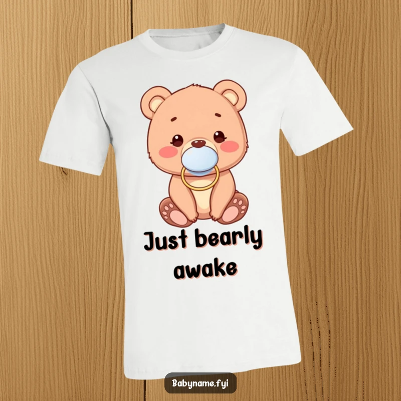 Funny T-Shirt designed with an irresistibly cute baby bear cub sporting a pacifier, radiating sweet and funny vibes.