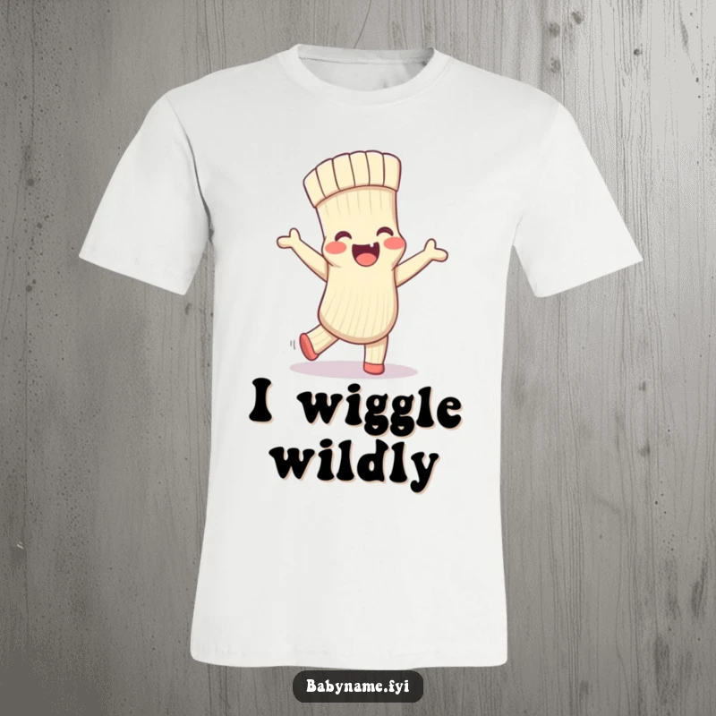 Funny t-shirt featuring a delighted baby sock in mid-silly dance, capturing the essence of playful toddler energy and humor.