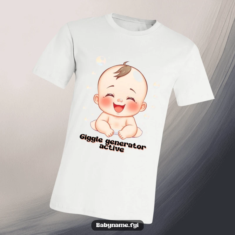 Funny t-shirt featuring a baby joyfully giggling while covered in soft, fluffy bath bubbles, celebrating happy moments.