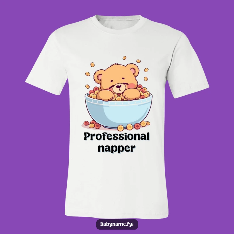 Funny Cereal Bear T-Shirt: Chubby Teddy Dozing in Bowl, A Hilarious Gift