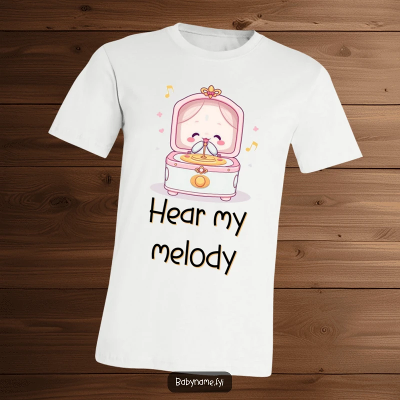Funny t-shirt featuring a cheerful lullaby music box playing merrily, spreading joy and a sense of playful enchantment.