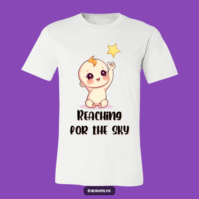Funny Baby Reaching Star T-Shirt: Curious Dreamer Tee, Whimsical & Humorous Gift