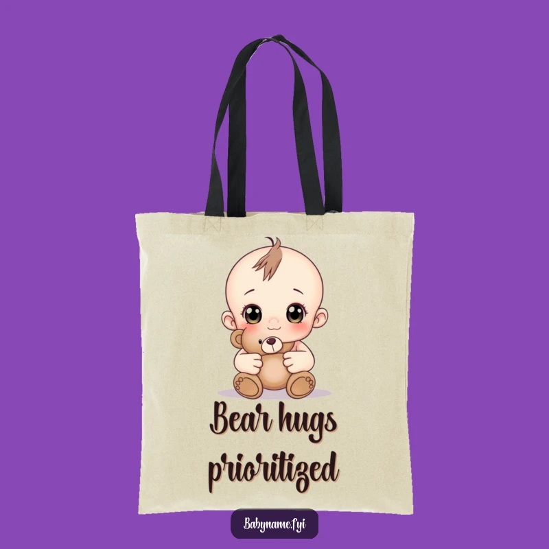 Funny Curious Baby Teddy Bear Tote Bag: Carry Your Cuteness Around