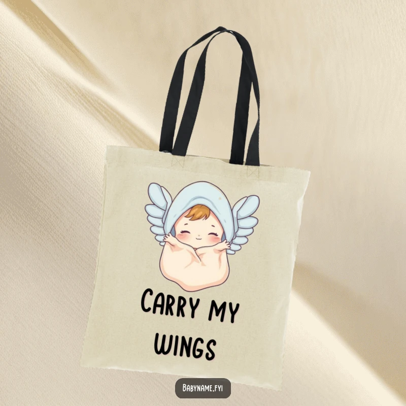 Funny baby blanket tote bag with a cute blanket flapping like wings, a humorous and practical accessory for everyday use.