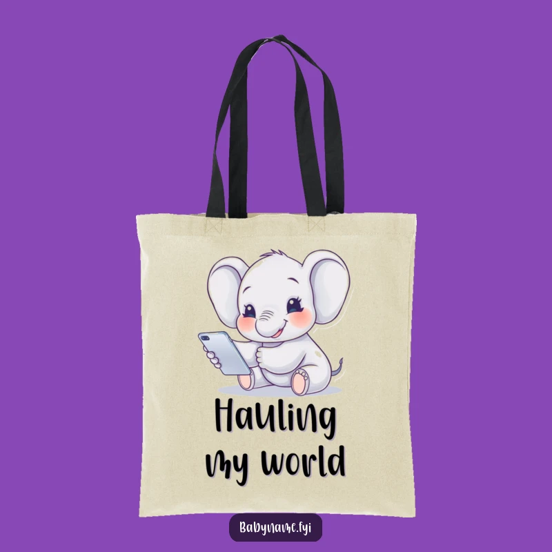 Funny Baby Elephant Mobile Tote Bag: Carry Your Day with a Smiling Jumbo