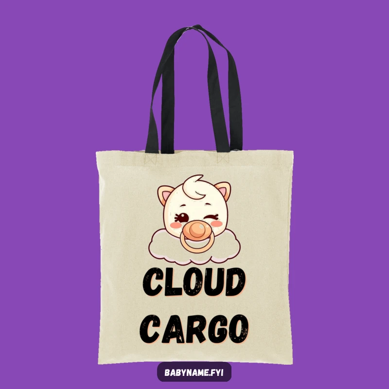 Funny Pacifier Cloud Tote Bag: Stylish Mischievous Winking Character, Practical Humorous Gift!